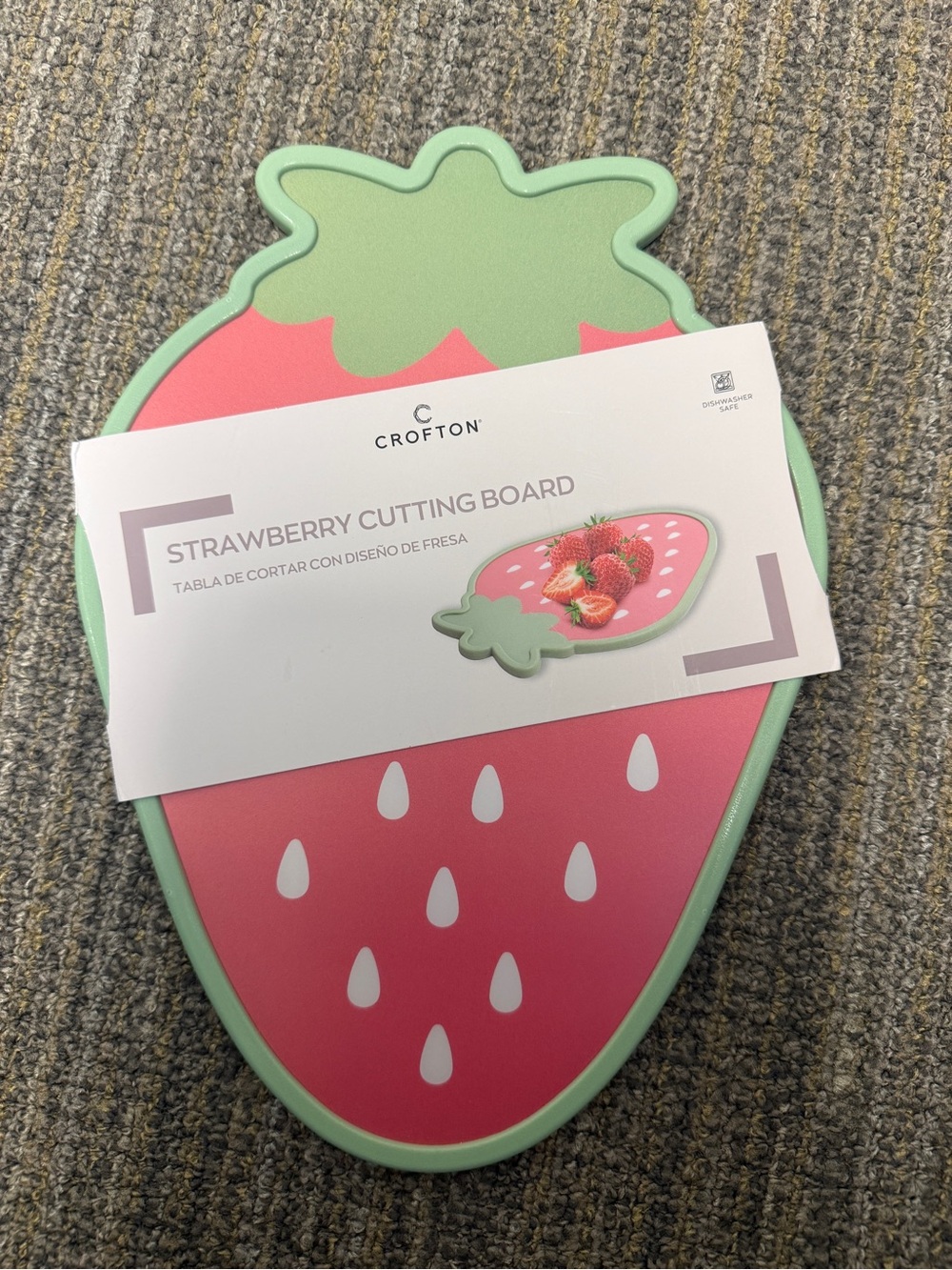Crofton Strawberry Cutting Board - Coral & Mint Green